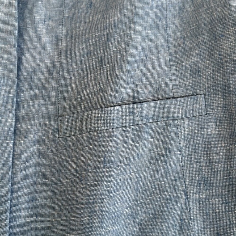 🪻Talbots Woman blue linen open front jacket with 3/4 sleeves. Size 14W. - Picture 5 of 11